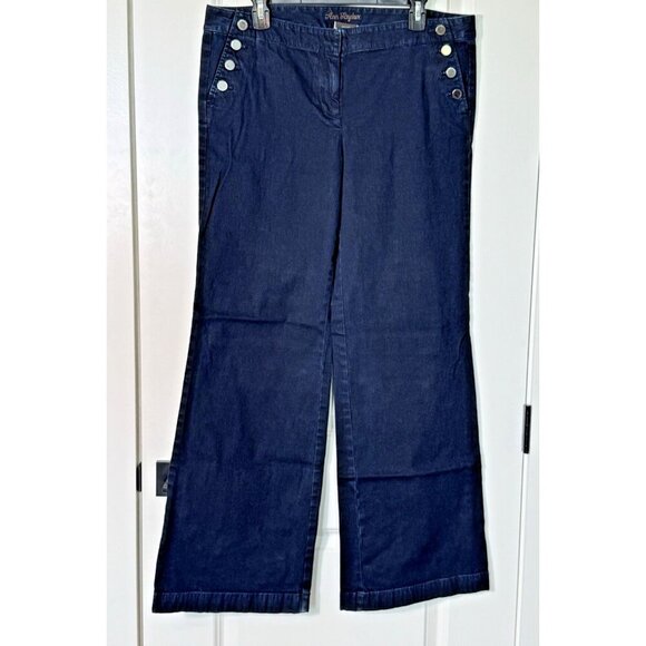 Ann Taylor Denim - Ann Taylor Modern Fit Lindsay Waist Jean Trousers Sailor Buttons Womens 12